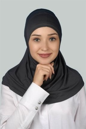 Hazır Türban Pratik Eşarp Tesettür Hijab - Namaz Örtüsü - Füme T75