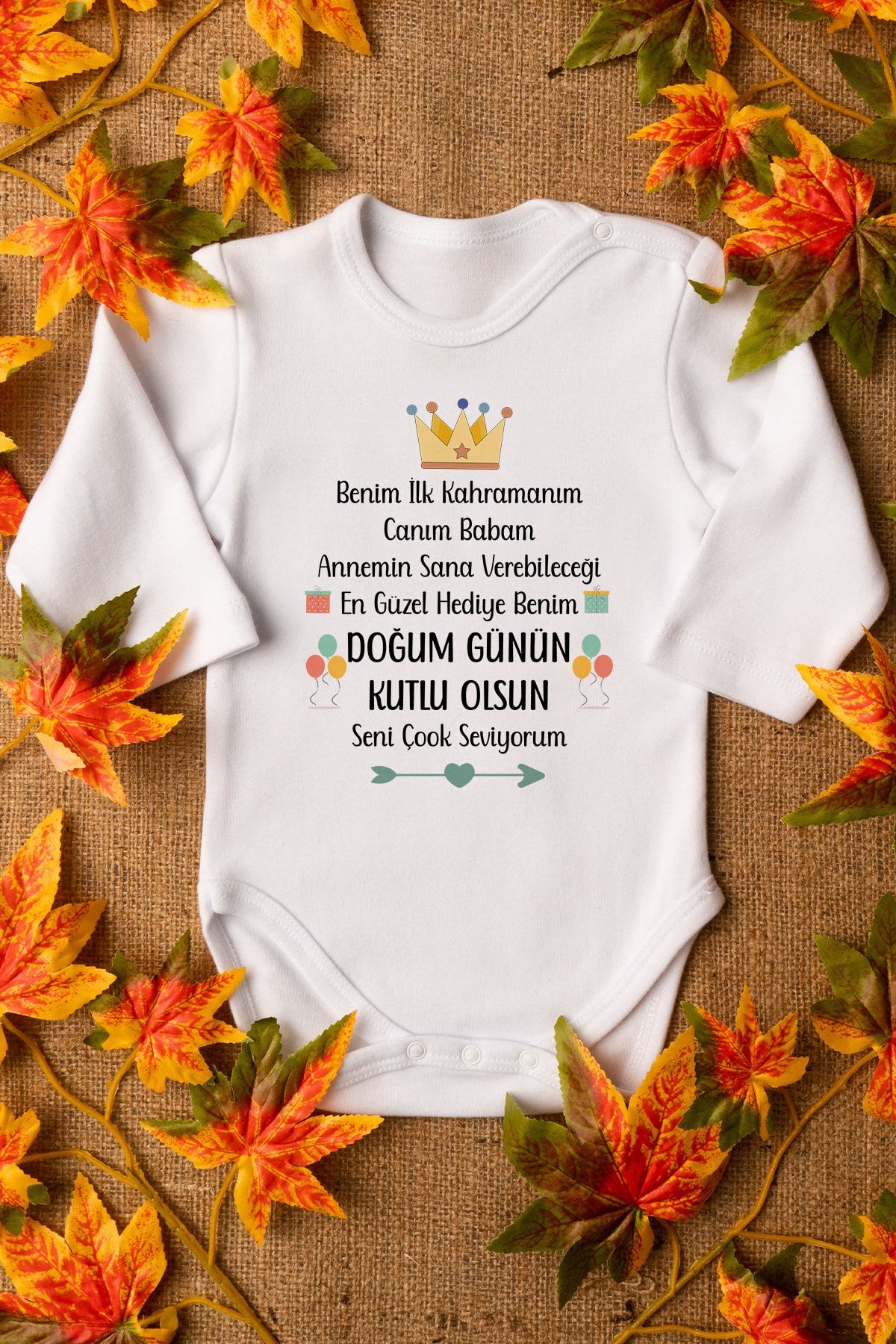 Overoz Özel Tasarım Doğum Günün Kutlu Olsun Baba Bebek Body Baba Doğumgünü Bebek Badi Zıbın U5237