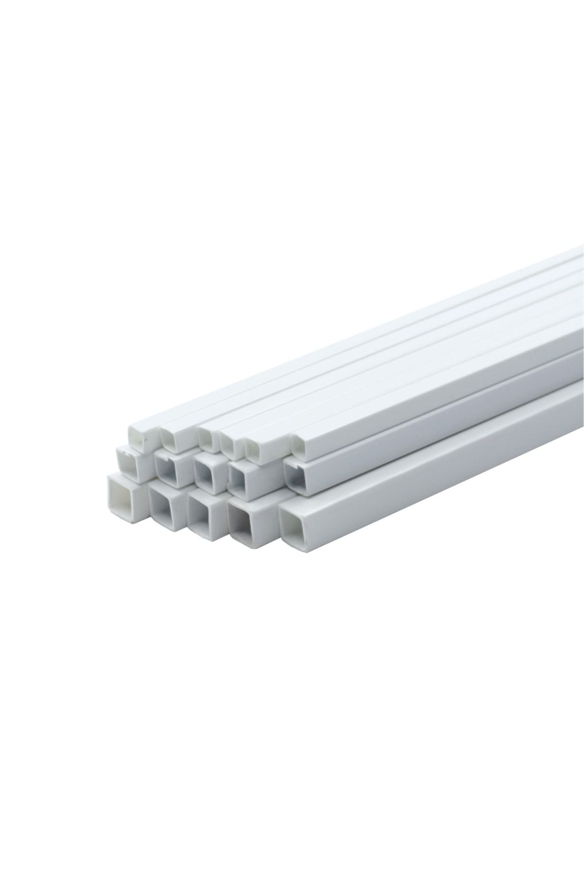 Plastik Beyaz Içi Boş Kare Çıta 8x8mm 50cm 5 Adet