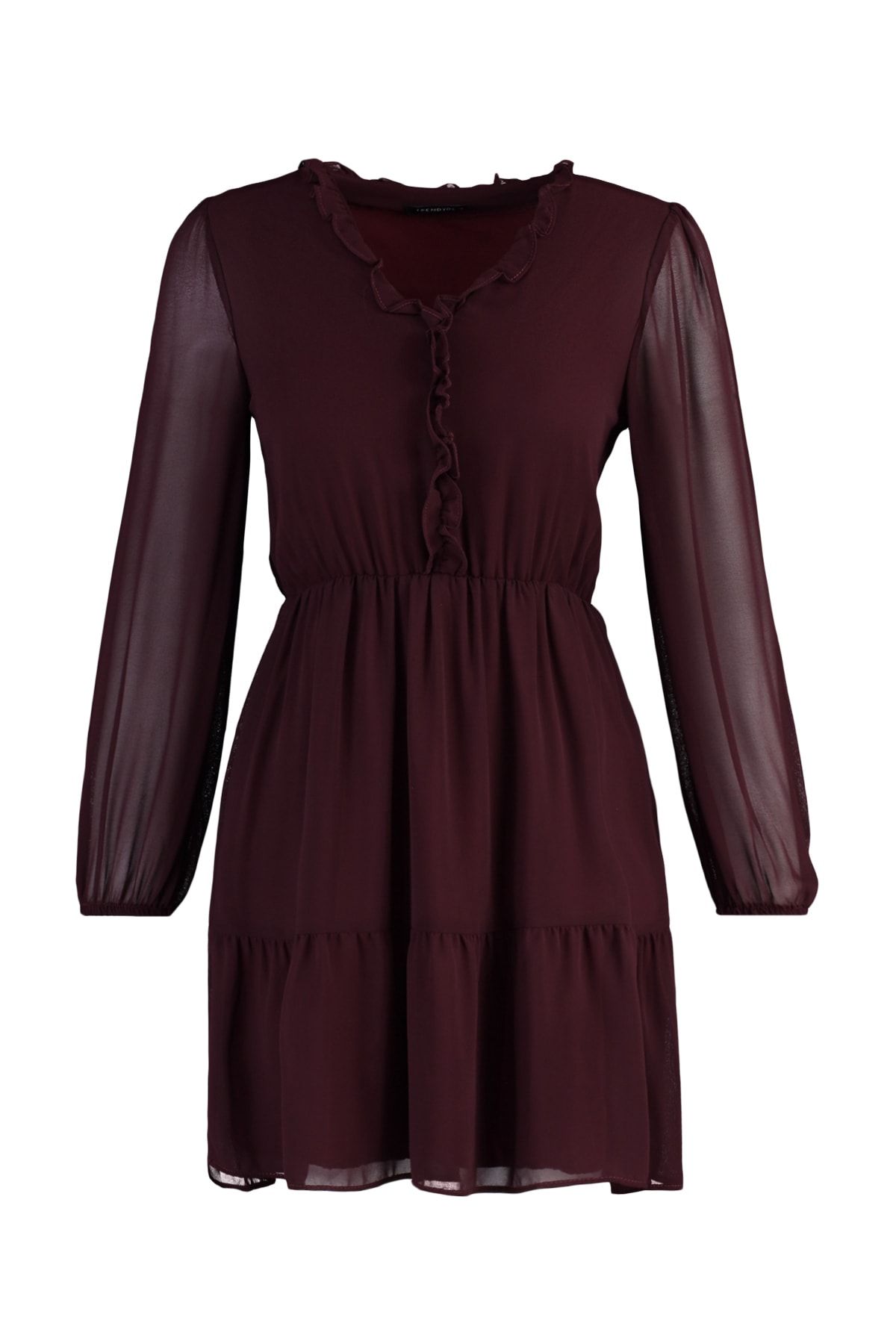 Trendyol Collection Kleid Bordeaux A-Linie Fast ausverkauft