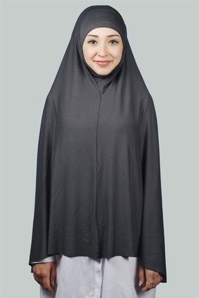 Hazır Türban Peçeli Pratik Eşarp Tesettür Nikaplı Hijab - Namaz Örtüsü Sufle (5XL) - Füme T81