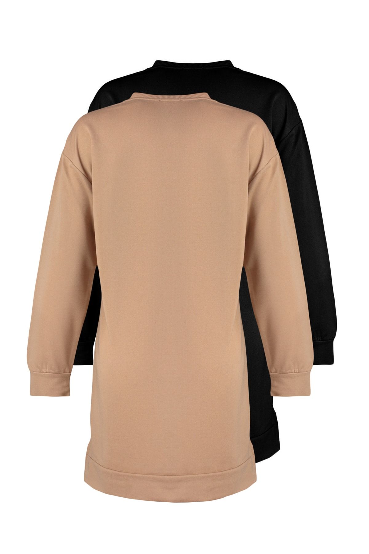 Trendyol Modest-Schwarz-Hellbraunes 2er-Pack Basic-Strick-Sweatshirt mit Rundhalsausschnitt TCTAW22TW0152 13