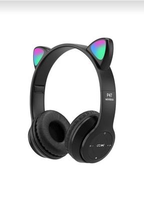 Genel Markalar P47m Işıklı Bluetooth Kulaklık 5.0 Kablosuz Katlanabilir Kedili Kulaklık Parti Işıklı Kulaklık