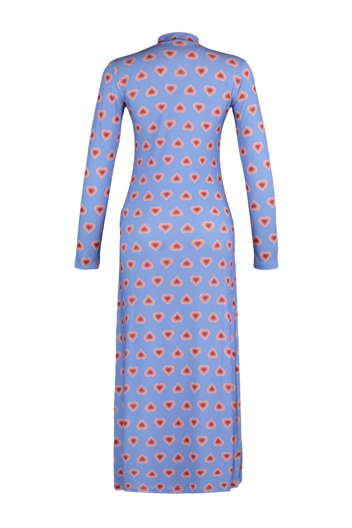 Trendyol Modest Lila Kalp Desenli Örme Elbise TCTAW23EB00102 RN8801