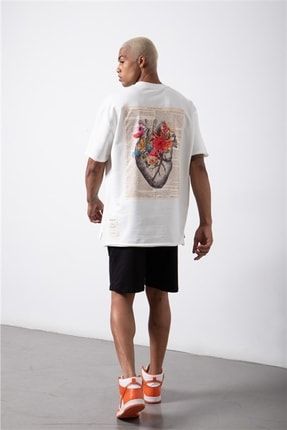 Relaxed Heart Of Glass Baskılı Pamuklu T-shirt Ekru M1705