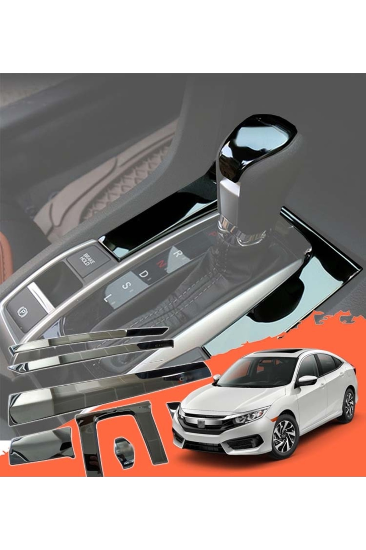 Aygaraj Honda Civic Uyumlu Fc5 Için Iç Konsol Kaplama Inner 7'li Set 2016+