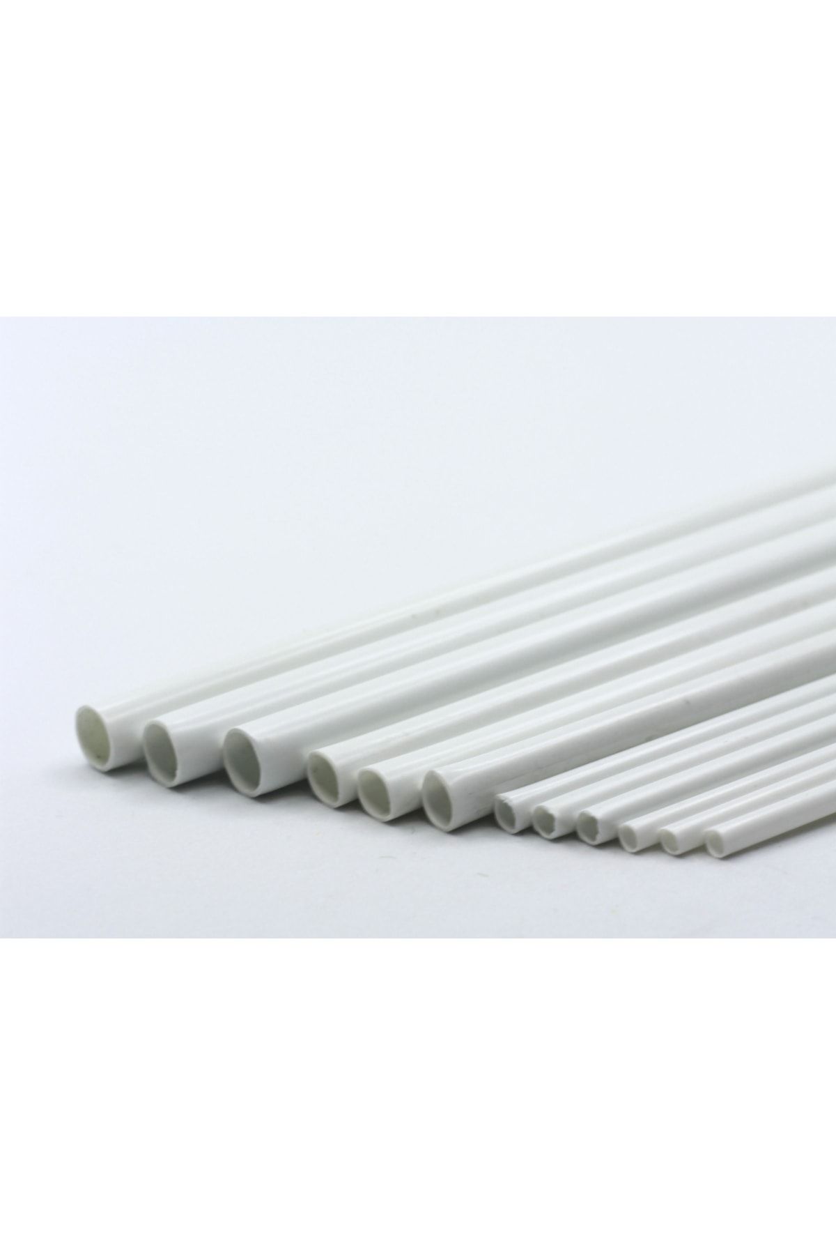 10 Lu Plastik İçi Boş Beyaz Çıta Maket 5 mm 50 cm