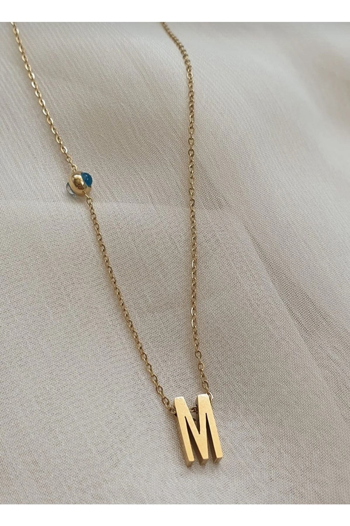 N L NTAKID KKANI 18 Carat Gold Plated Steel Letter Necklace M