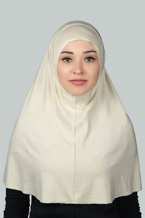 Hazır Türban Pratik Eşarp Tesettür Hijab - Namaz Örtüsü (XL) - Krem T76