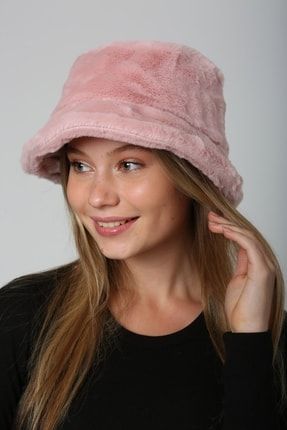 Kadın Pembe Peluş Bucket Şapka Spk1102 LMNS1102