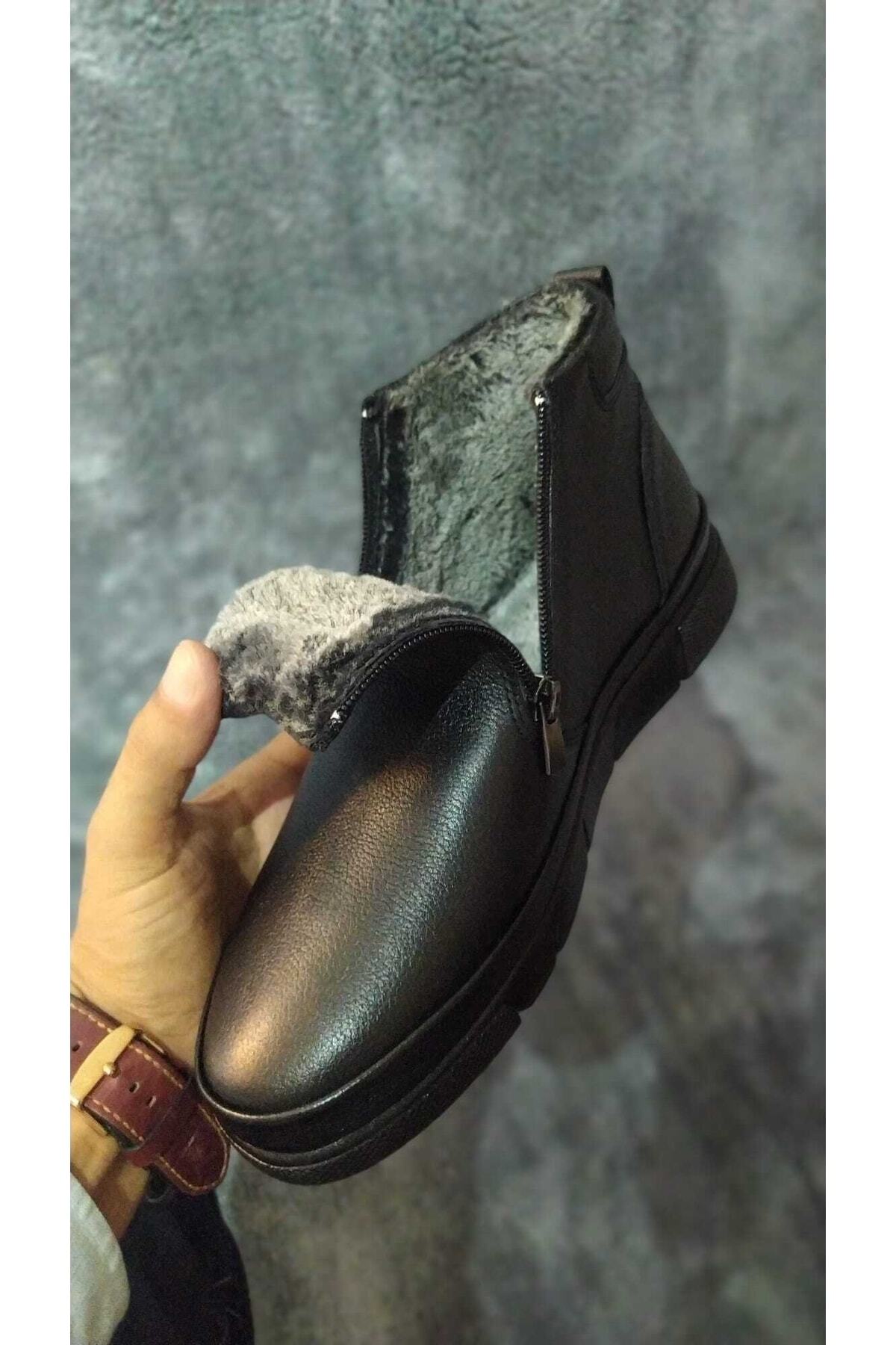 capel hor-se  Erkek Baba Komfort Kürklü Siyah Bots - Görsel 3