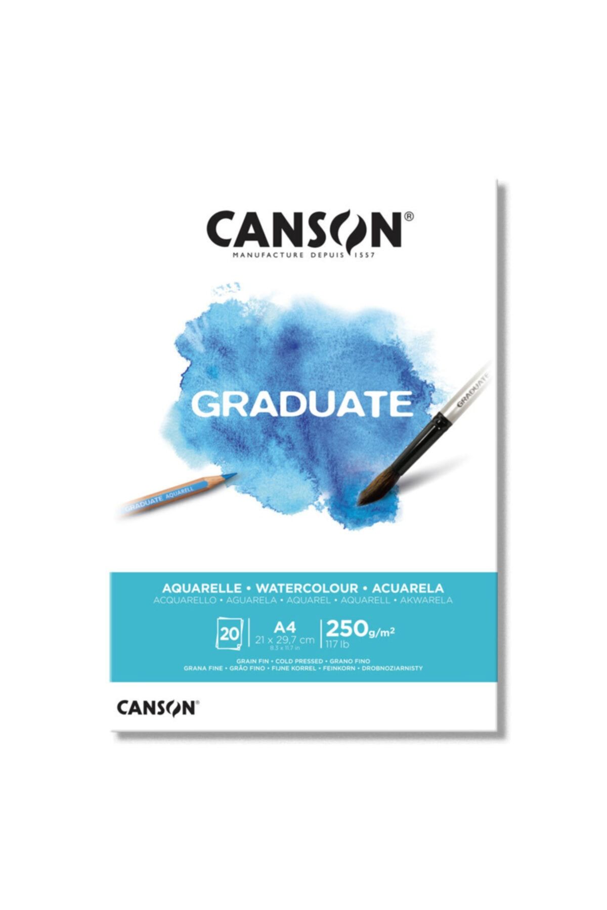 Canson-Graduate Water Color Notebook Block 250 GrA4 20 Sheets 1