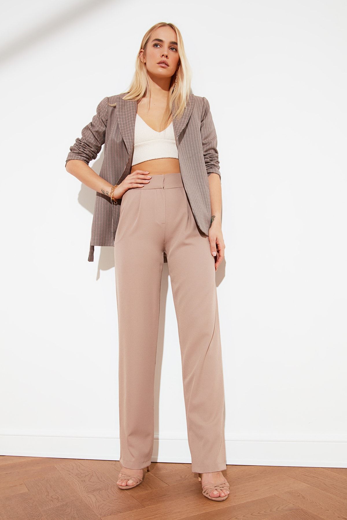 Trendyol Collection-Norkové široké plisované kalhoty TWOSS19WX0017 7