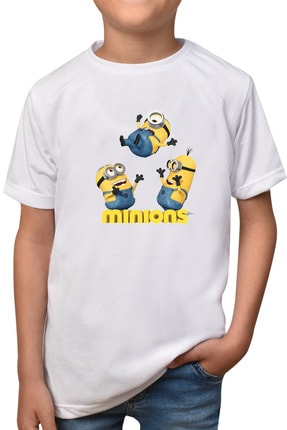 Unisex Çocuk Beyaz T-shirt minyonlar-cocuk-48