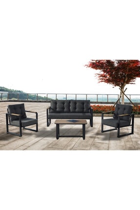 Nejan Nefin 150 Siyah Oturma Grubu Sehpali Bej Trendyol