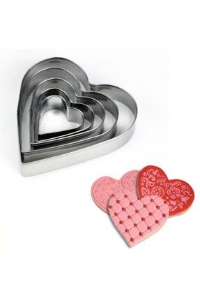 5li Kalp Şeklinde Metal Bisküvi Ve Kurabiye Kalıpları ,5cm - 7,5cm - 6,5cm - 5,5cm - 4,5cm PYP-KZNBW11440
