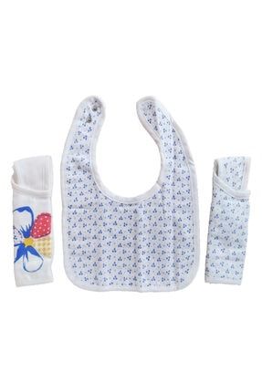 3lü Paket Renkli Çiçek Baskılı Çıtçıtlı Pamuklu Kız Ve Erkek Bebek Müslin Mama Ağız Önlüğü 329403