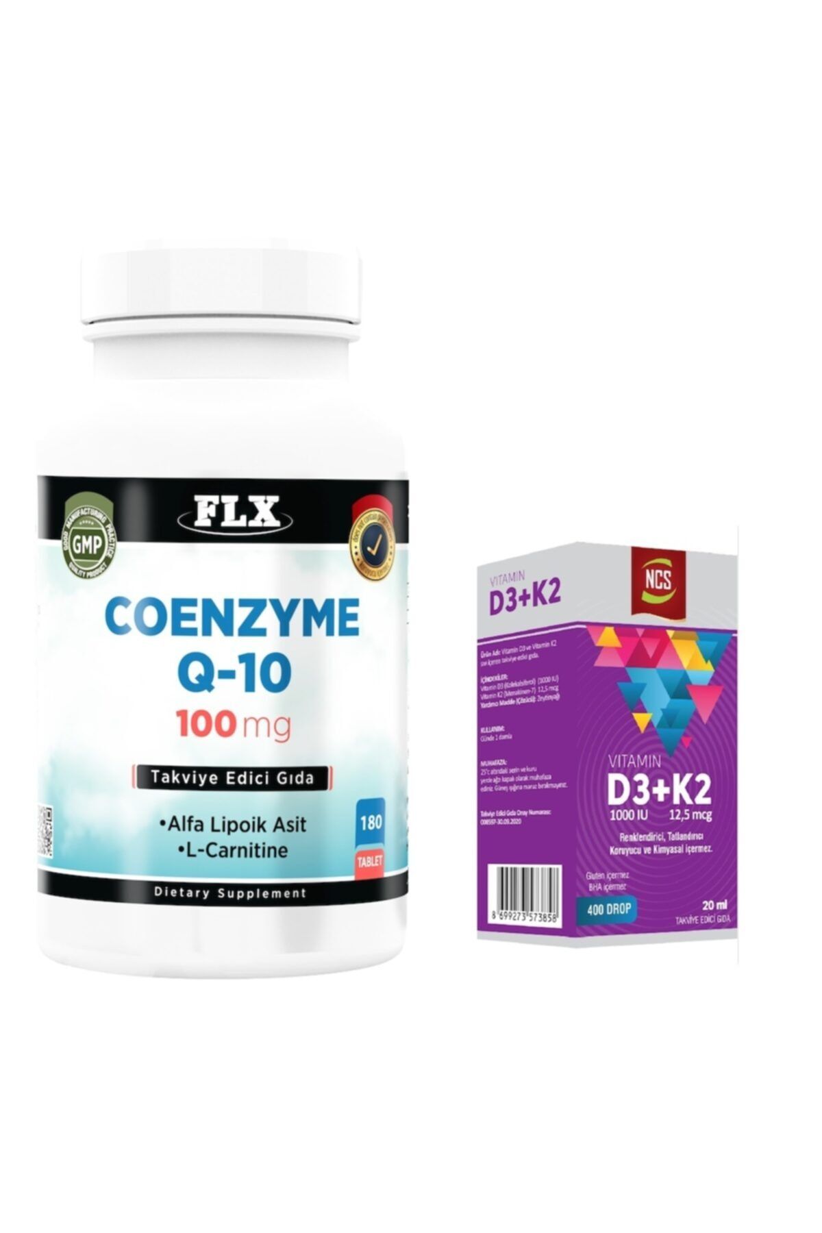 NCS Coenzyme Q-10 100 mg 180 Tablet ve Vitamin D3 Vitamin K2 20 ml