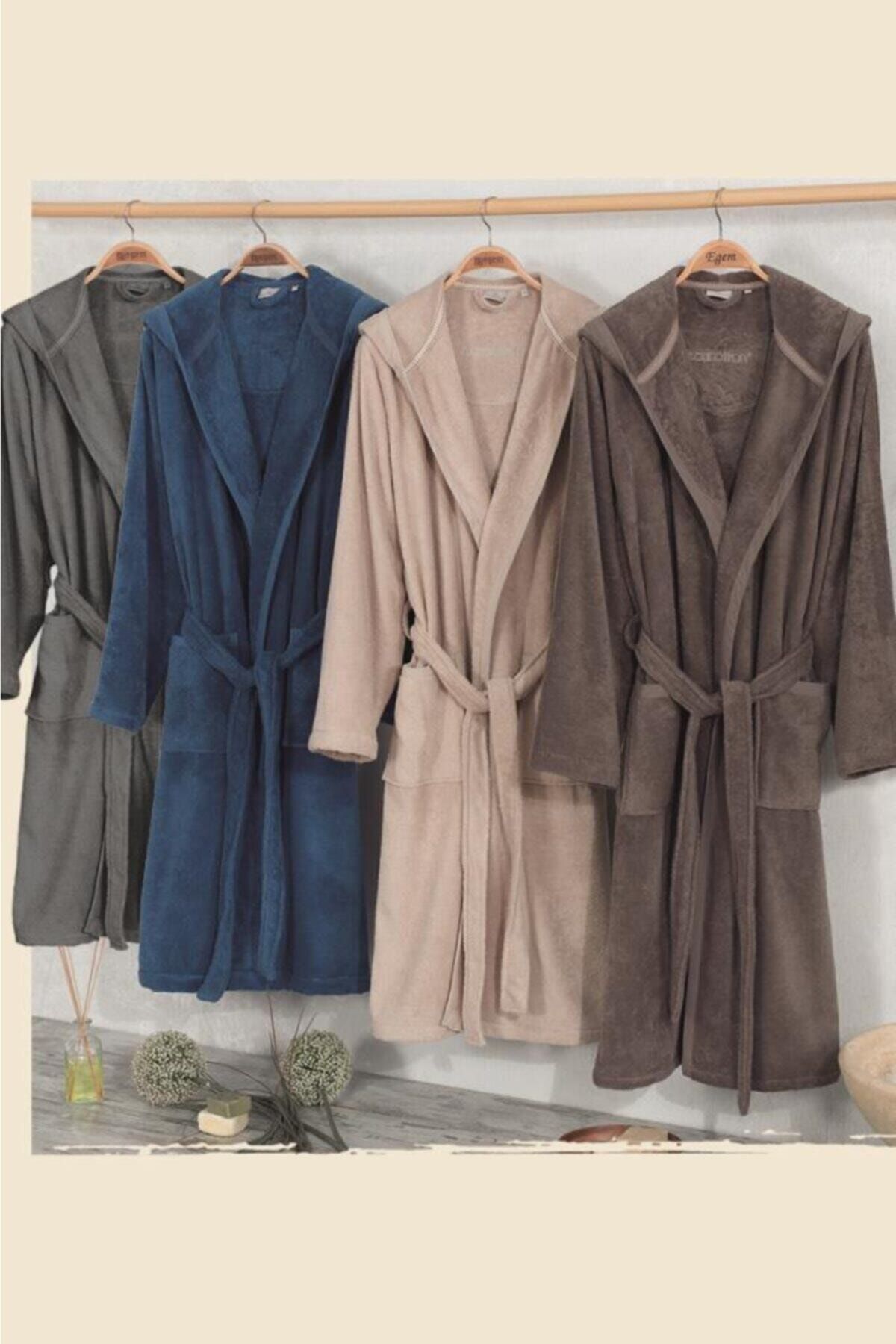 حوله تنپوش (روبدوشامبر) آبی مردانه حمام ارگانیک Ecosoft m Ecocotton