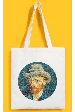 Van Gogh Basklı Ham Bez Çanta TEU0045