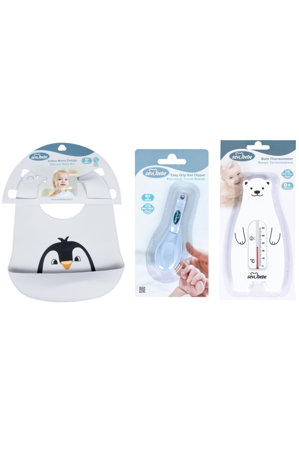 Bebek Bakım Seti (kavramalı Makas+silikon Önlük+.banyo Derecesi)