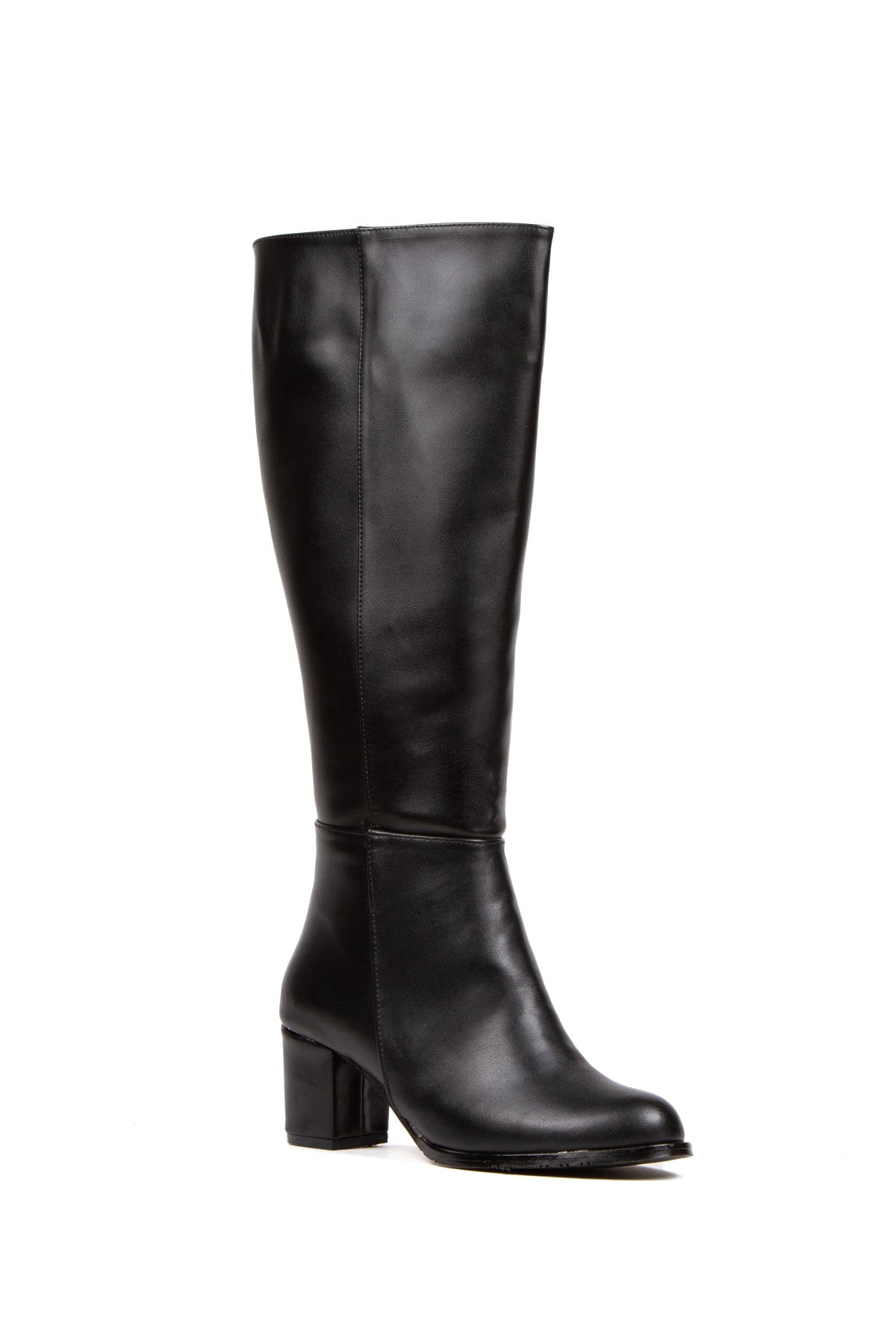 irmona  Felipe Siyah Ithal Deri Diz Altı Fermuarlı Topuklu Çizme - Görsel 4