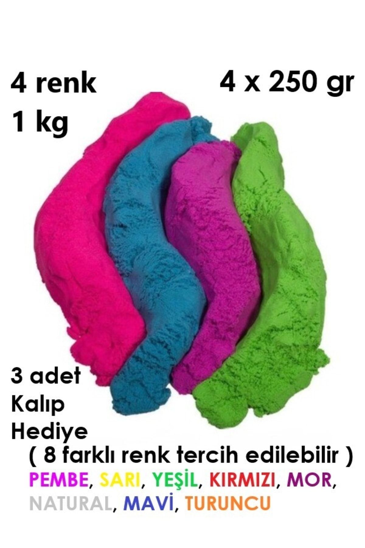 marchatek Heroes, Kinetik Oyun Kumu Isteğe Bağlı 4 Renk 1 Kg. (4 X 250 Gr.) & 3 Adet Kum Kalıbı Hediye