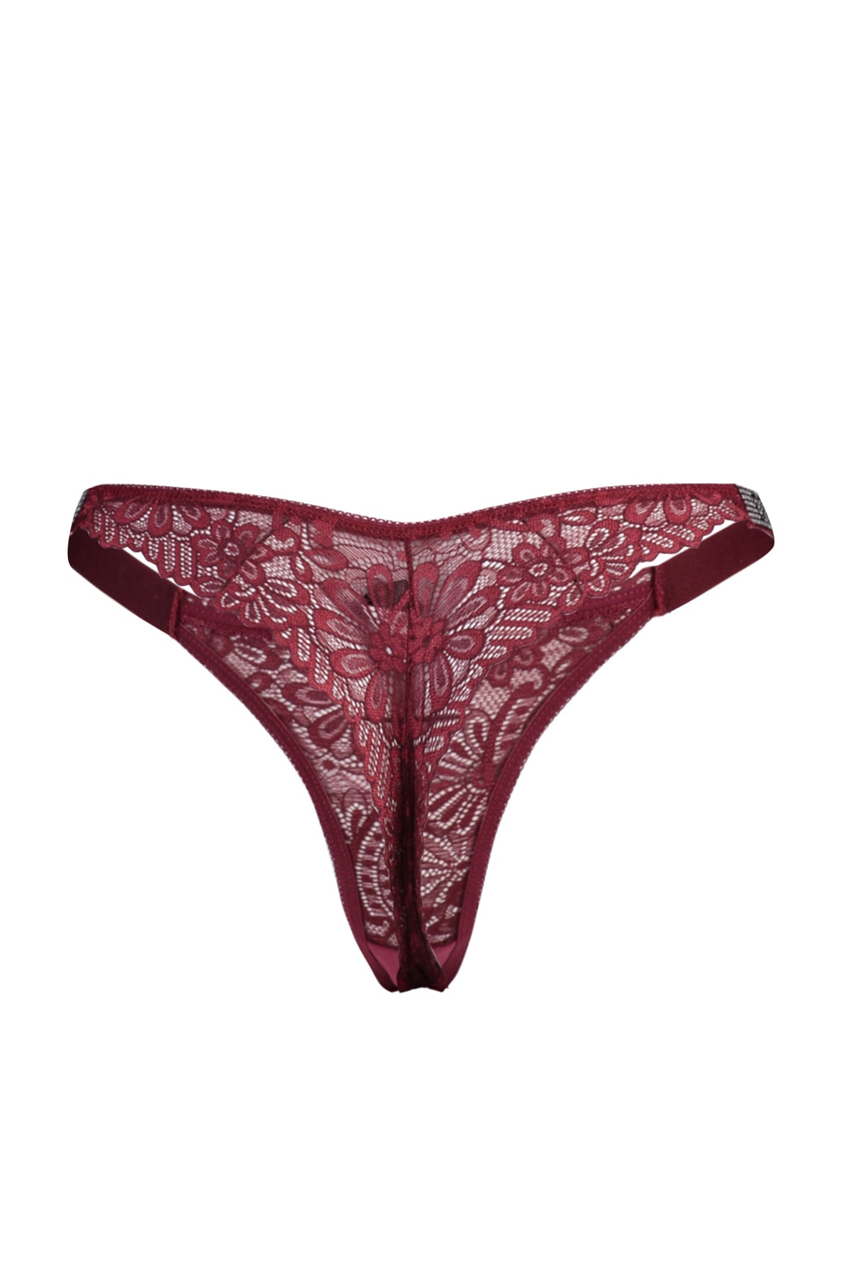 Trendyol Collection-Black-Burgundy 2-Pack Rhinestoned Lettered Thong Knitted Panties THMAW23KU00100 14