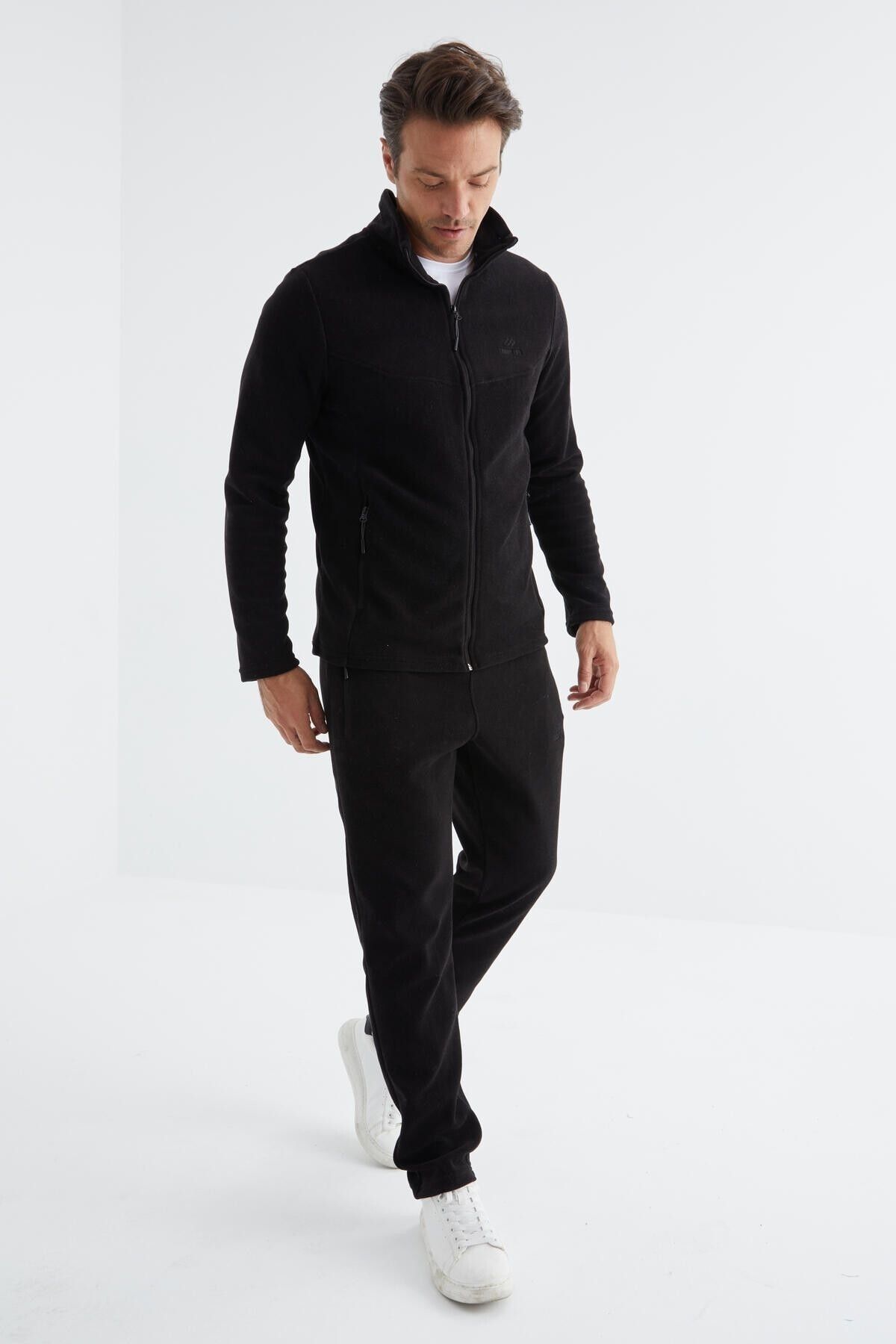 Tommy Life Black High Collar Basic Men s Fleece Tracksuit 85193