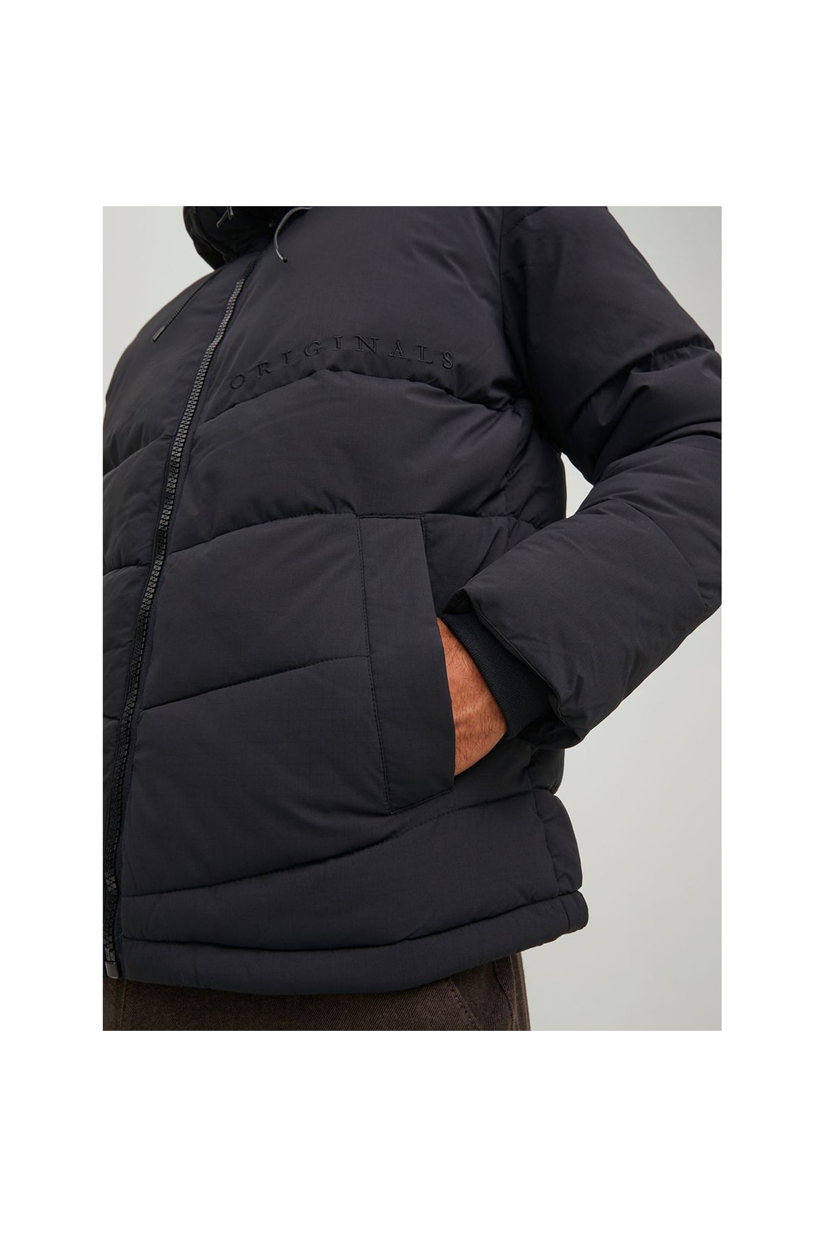 کاپشن مردانه مشکی جک اند جونز | 12215130-B اورجینال - تصویر 5