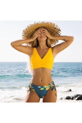 Kadın Sarı Limon Detaylı Bikini Takımı pearpio-16