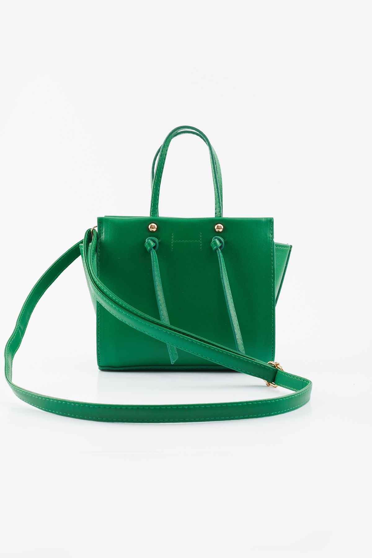 Pupo Women s Knotted Shoulder Bag Mini City Bag Green Color Trendyol