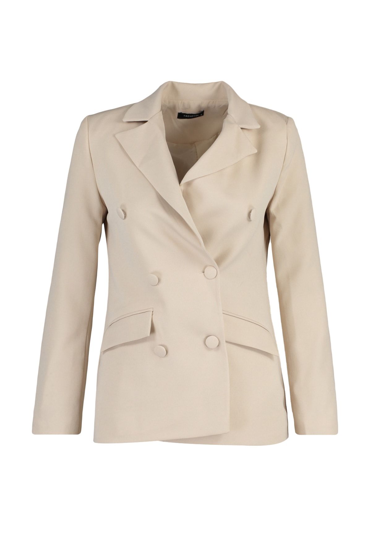 Trendyol Collection-Gewebte Blazerjacke mit normalem Futter in Stein TWOSS21CE0137 11