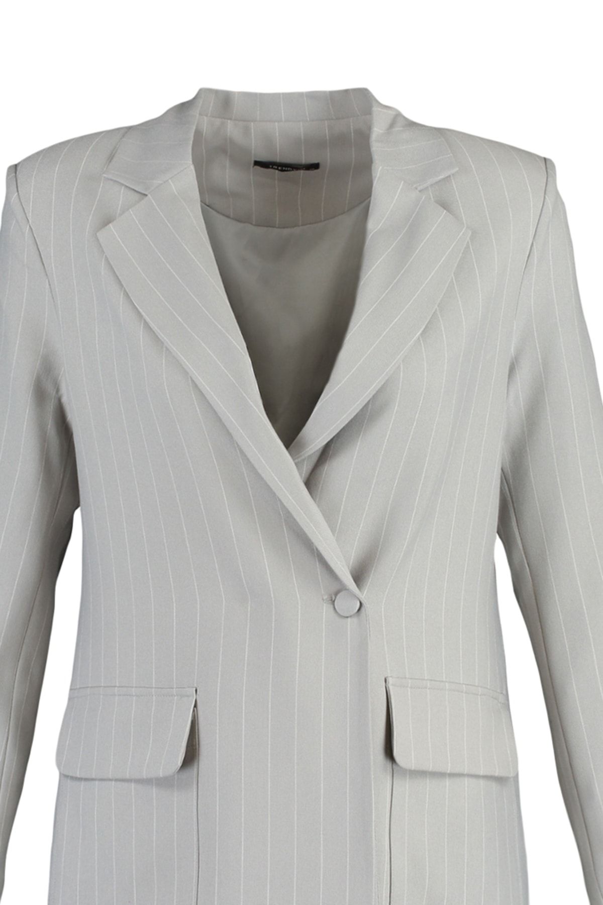 Trendyol Collection-Graue, gefütterte, geknöpfte, gewebte Blazerjacke TWOAW23BC00059 7