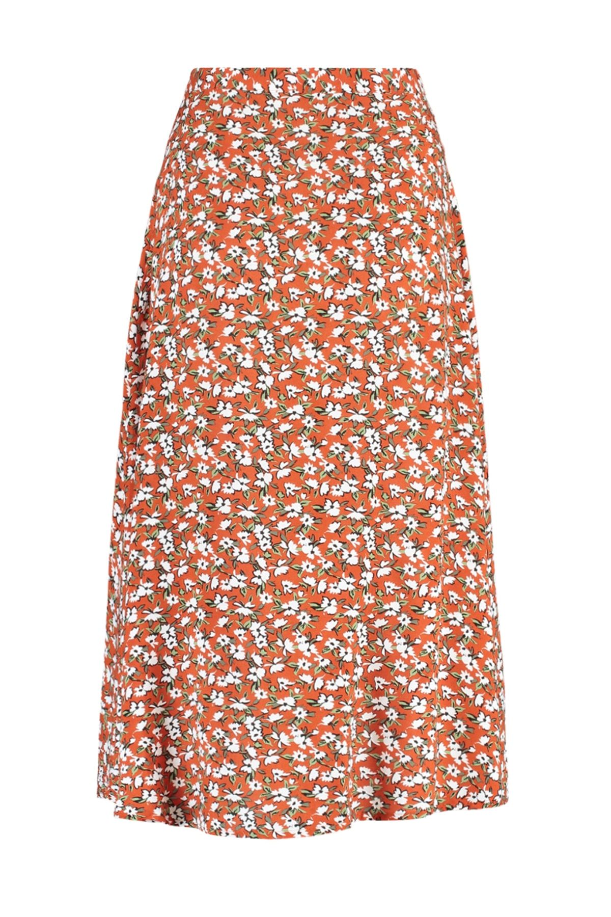 Trendyol Collection-Viszkóz szövet virágmintás midi szoknya - csempe résrészlet, szőtt, TWOSS20ET0230 13