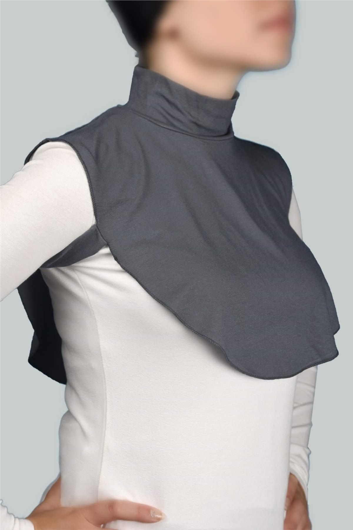 Altobeh-Guler simplu pentru gâtul cu gâtul de bumbac pieptănat cu gât Hijab - afumat 2