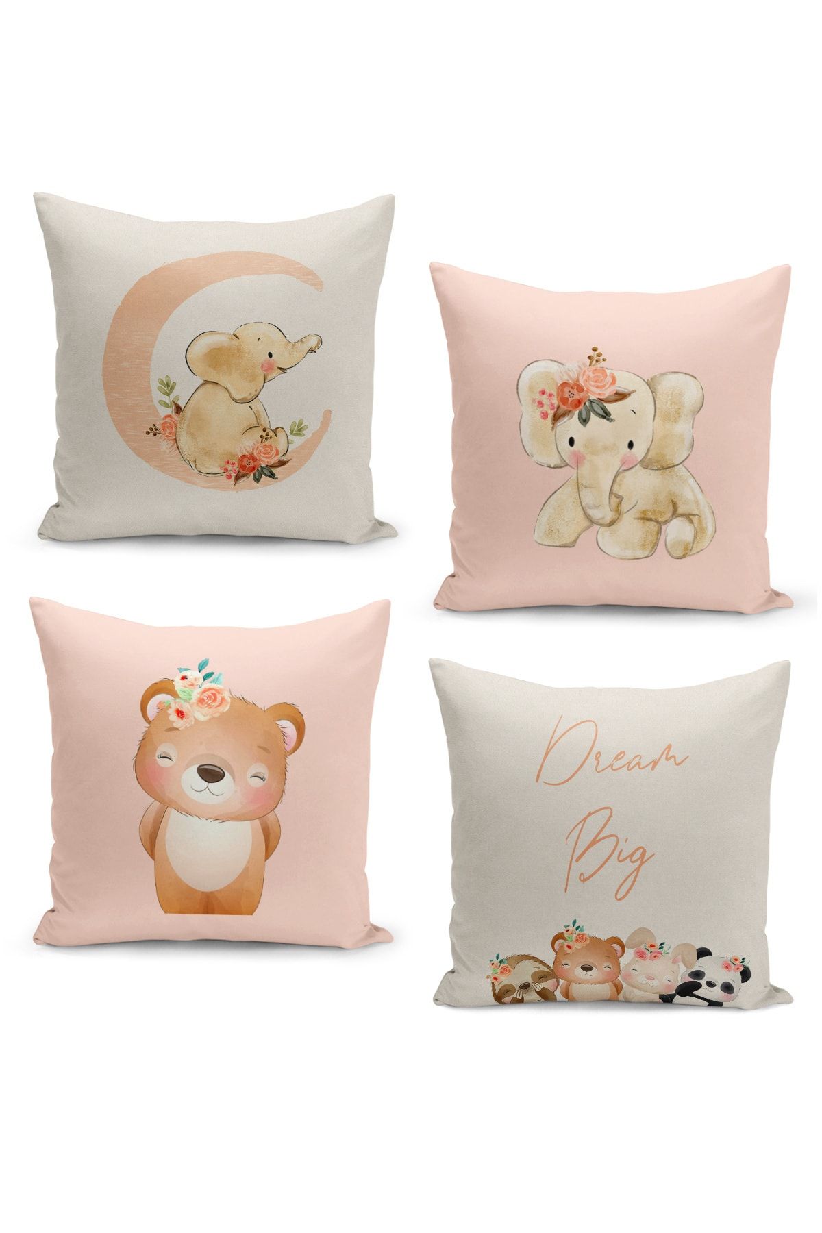 Filamente 4 Piece Throw Pillow Cover Set Kids Baby Room Digital