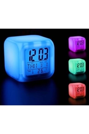 7 Renk Değiştiren Çocuk Odası Alarmlı Dijital Küp Çalar Saat PRA-955059-3415