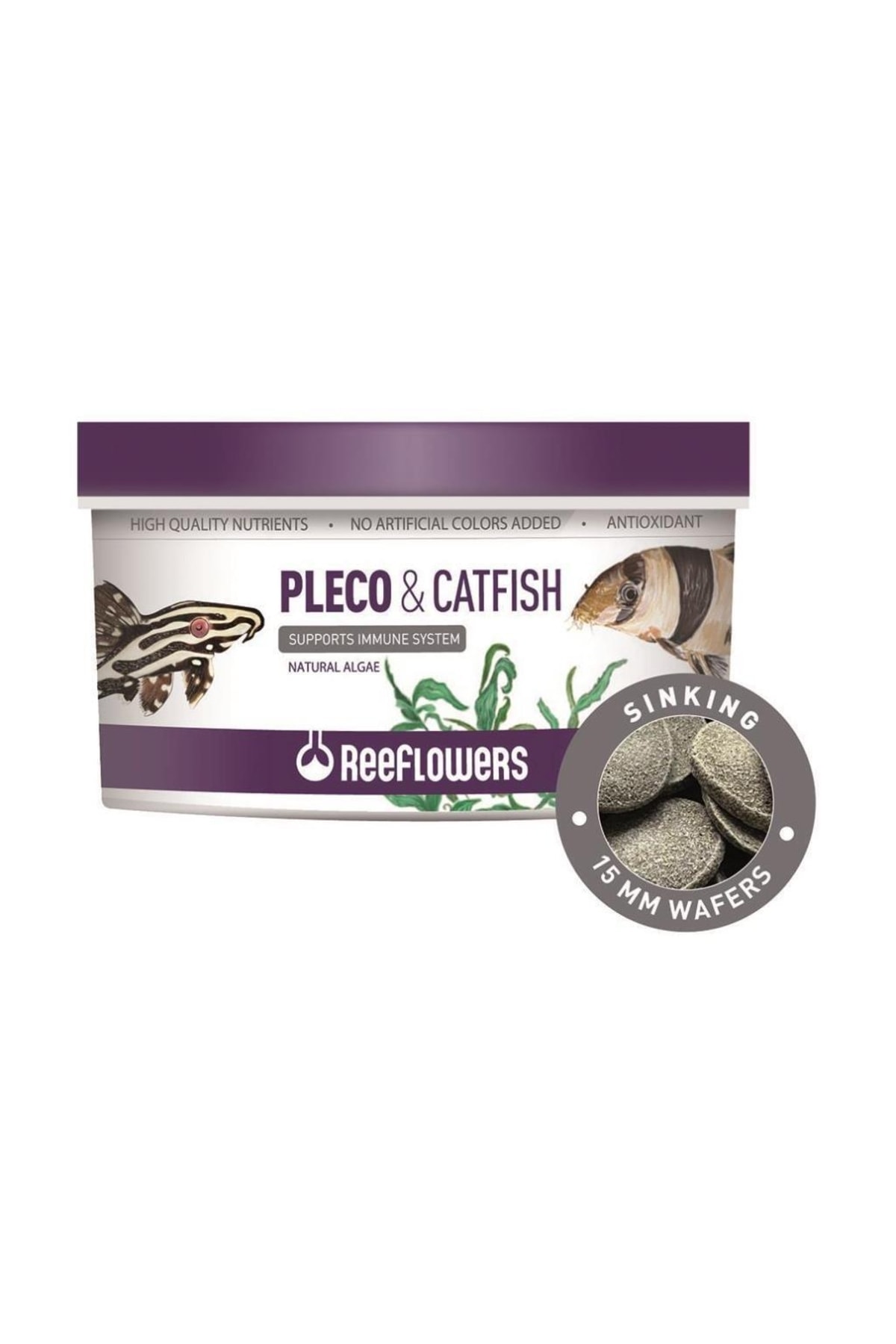 ReeFlowers Pleco-catfish Çöpçü Vatoz Kedi Balık Yemi Hap Form 15 mm 250 ml 130 gr