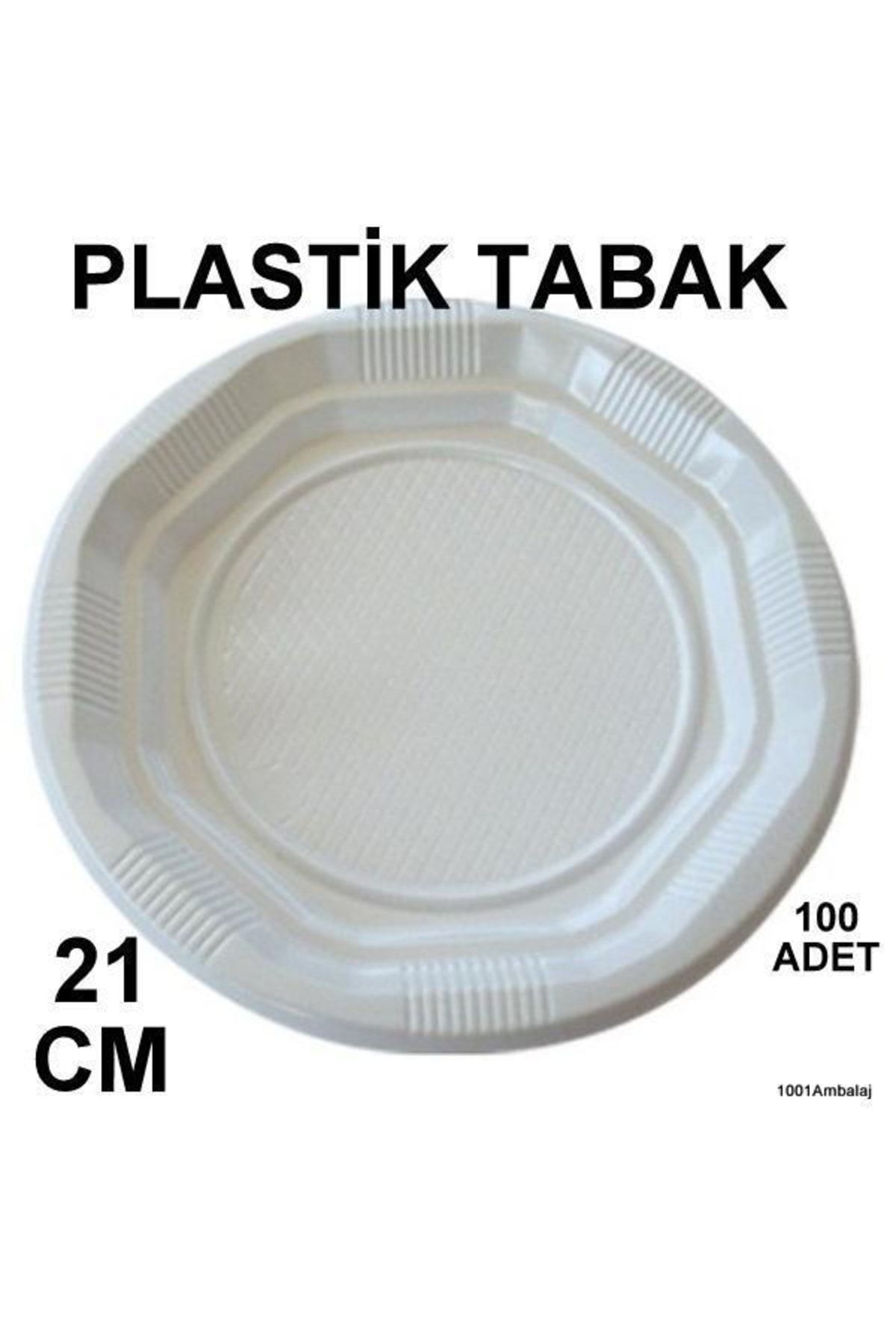 1001 Ambalaj Plastik Lüks Beyaz Tabak 21 Cm 100 Lü Paket