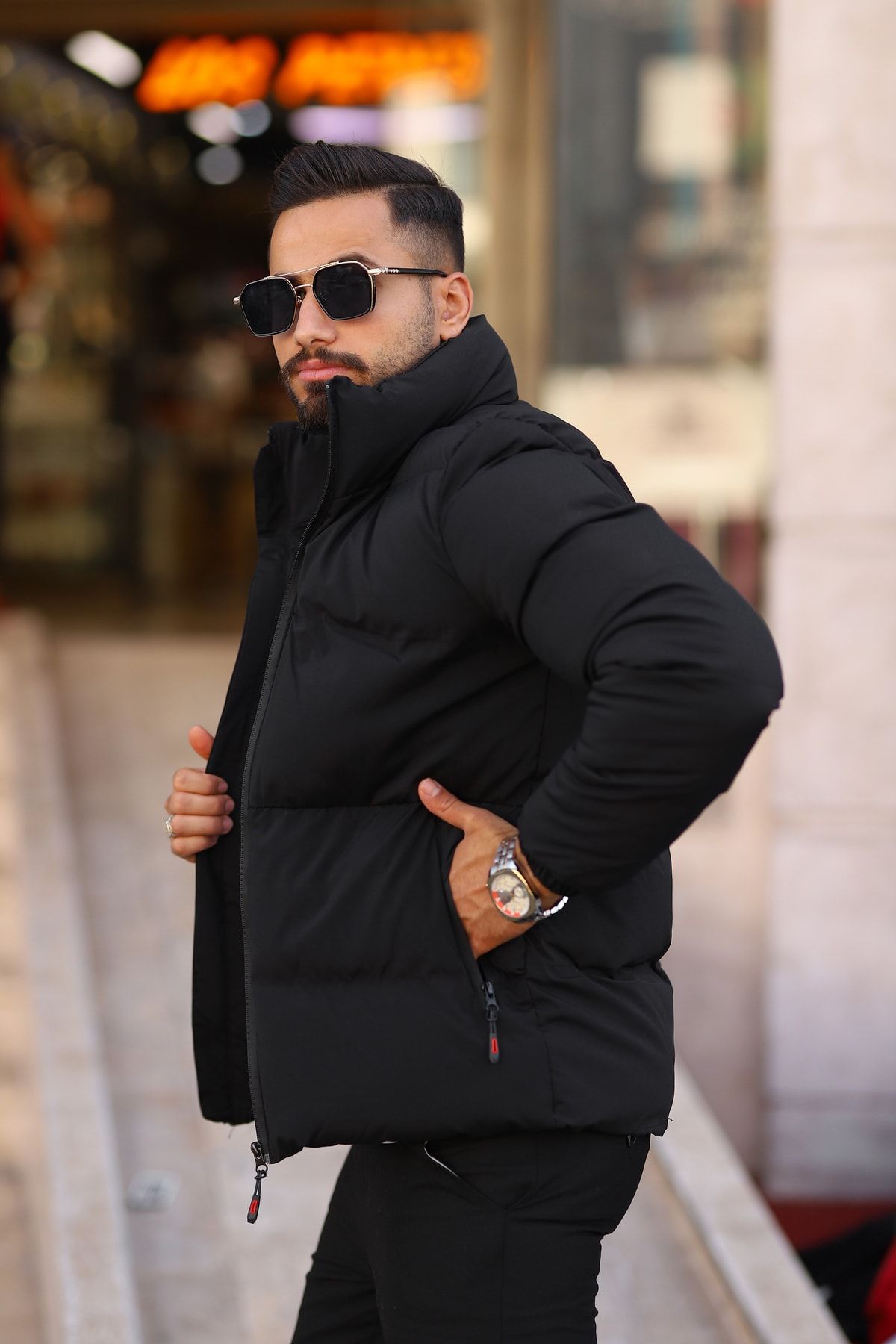 S&amp;M CLOTHİNG Erkek Siyah Şişme Mont IB7027