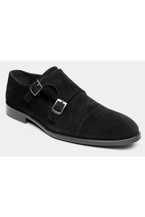 Siyah Süet Çift Tokalı Klasik Ayakkabı jmthomasayakkabı