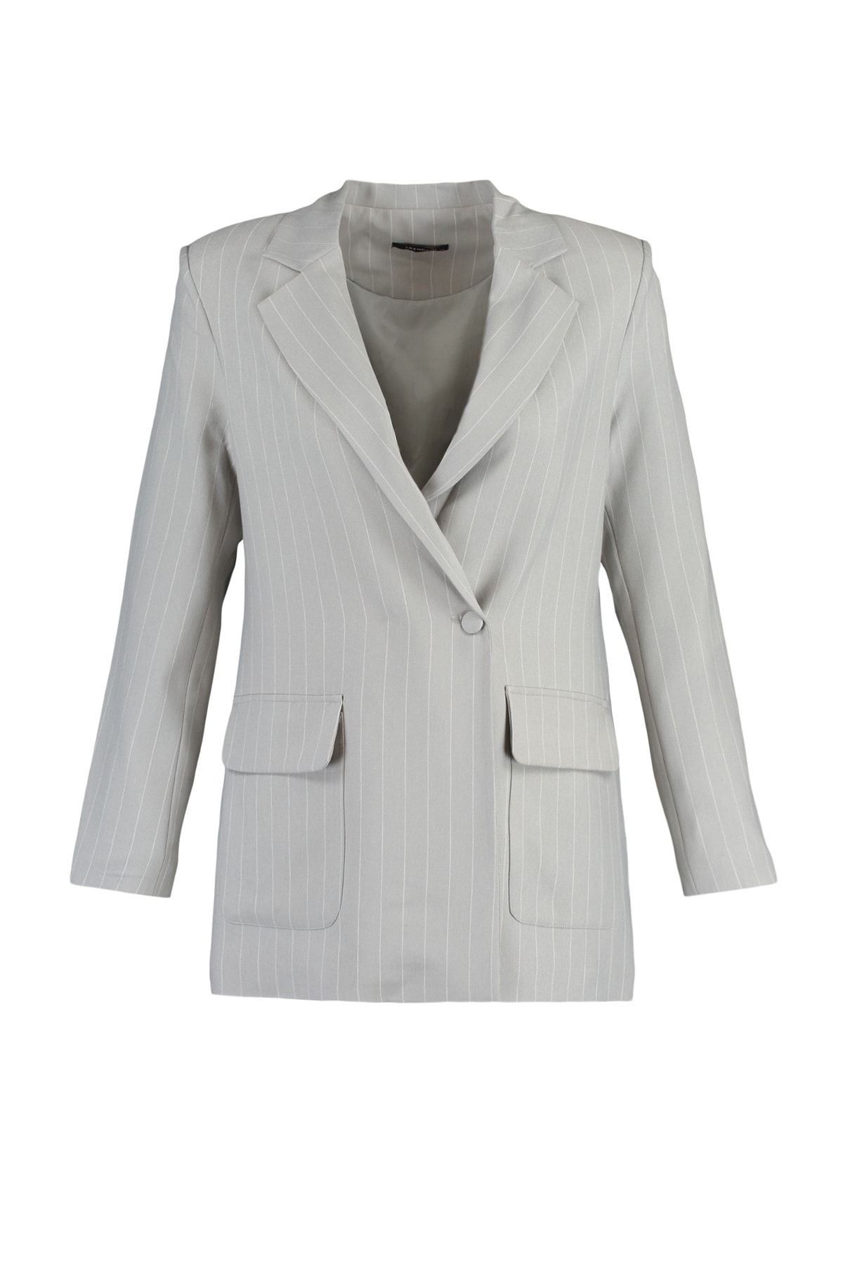Trendyol Collection-Graue, gefütterte, geknöpfte, gewebte Blazerjacke TWOAW23BC00059 6