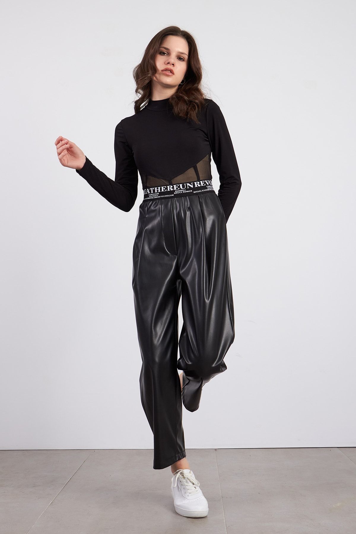 Faux leather on sale harem pants