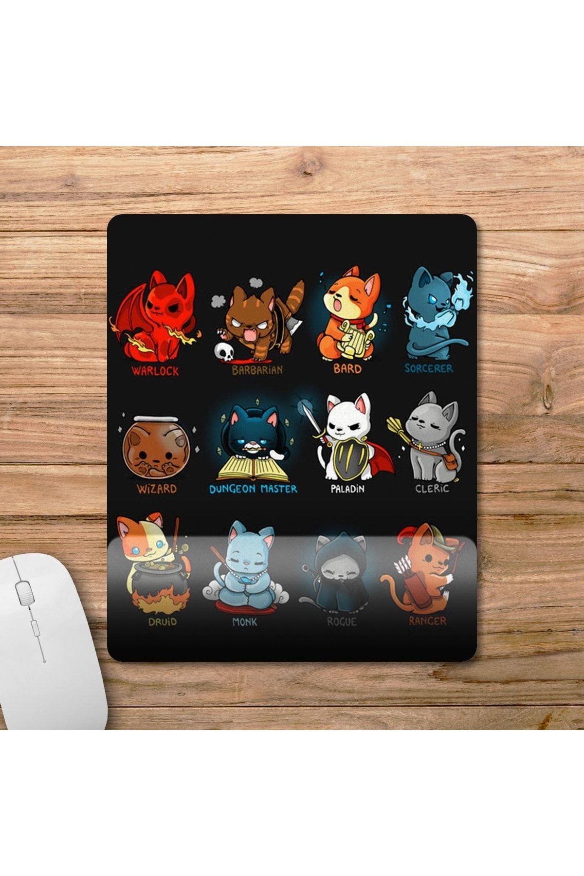 Pixxa-Cat Classes Dnd Frp Rpg Role Playing Wrist Supported Mousepad Model - 1 1