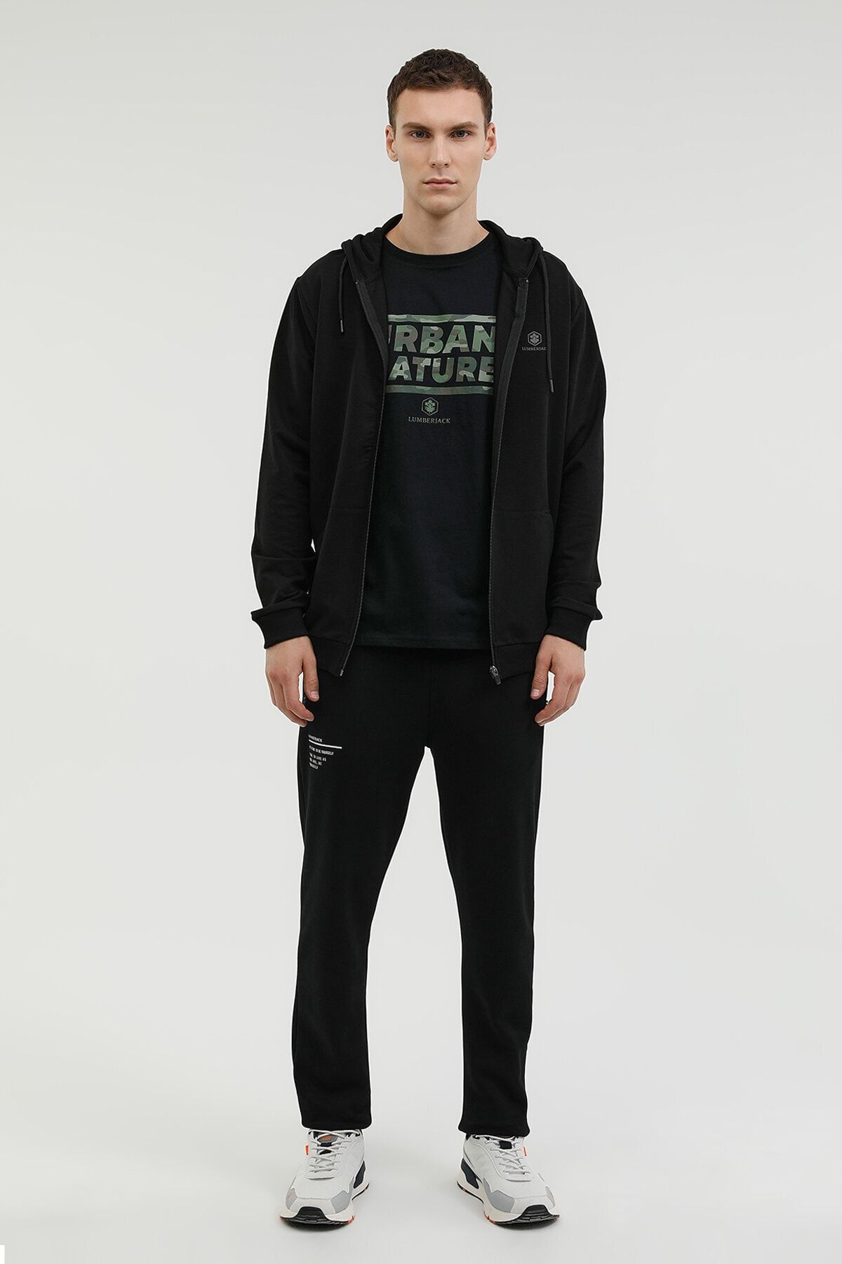 ست گرمکن مشکی مردانه M SN72 اصلی ZIP HOO Lumberjack