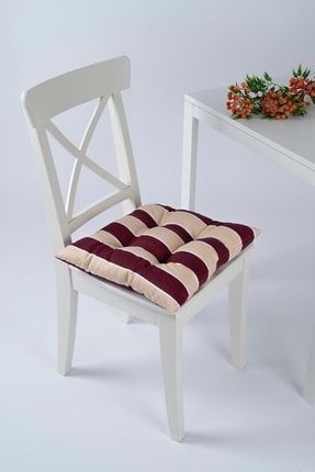 Beta Pofidik Bordo Krem Sandalye Minderi Bağcıklı 40x40cm 511100