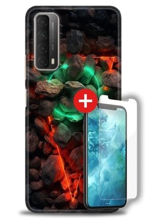 Huawei P Smart 2021 Kılıf Hd Baskılı Kılıf - Neon Taşlar + Temperli Cam zmhu-p-smart-2021-v-307-cm