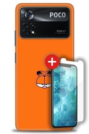 Xiaomi Poco X4 Pro 5g Kılıf Hd Baskılı Kılıf - Garfield + Temperli Cam zmxi-poco-x4-pro-5g-v-52-cm