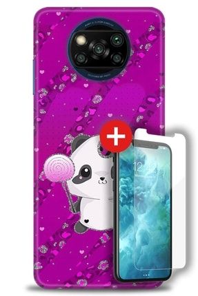 Xiaomi Poco X3 Nfc Uyumlu Kılıf Hd Baskılı Kılıf - Pembe Panda + Temperli Cam zmxi-poco-x3-nfc-v-304-cm